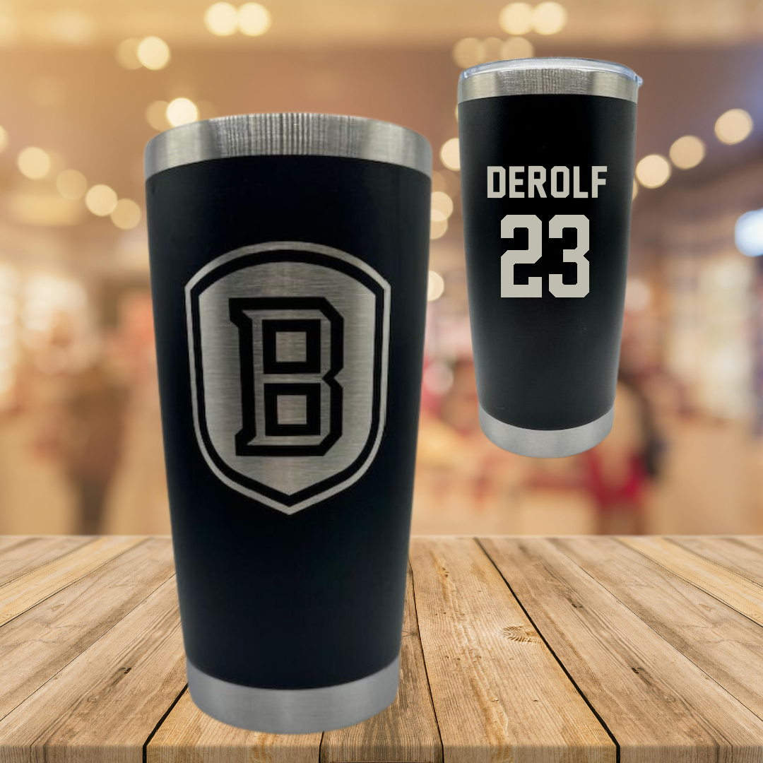 Bradley University Softball Black Stainless Steel Tumbler - #23 Lauren DeRolf