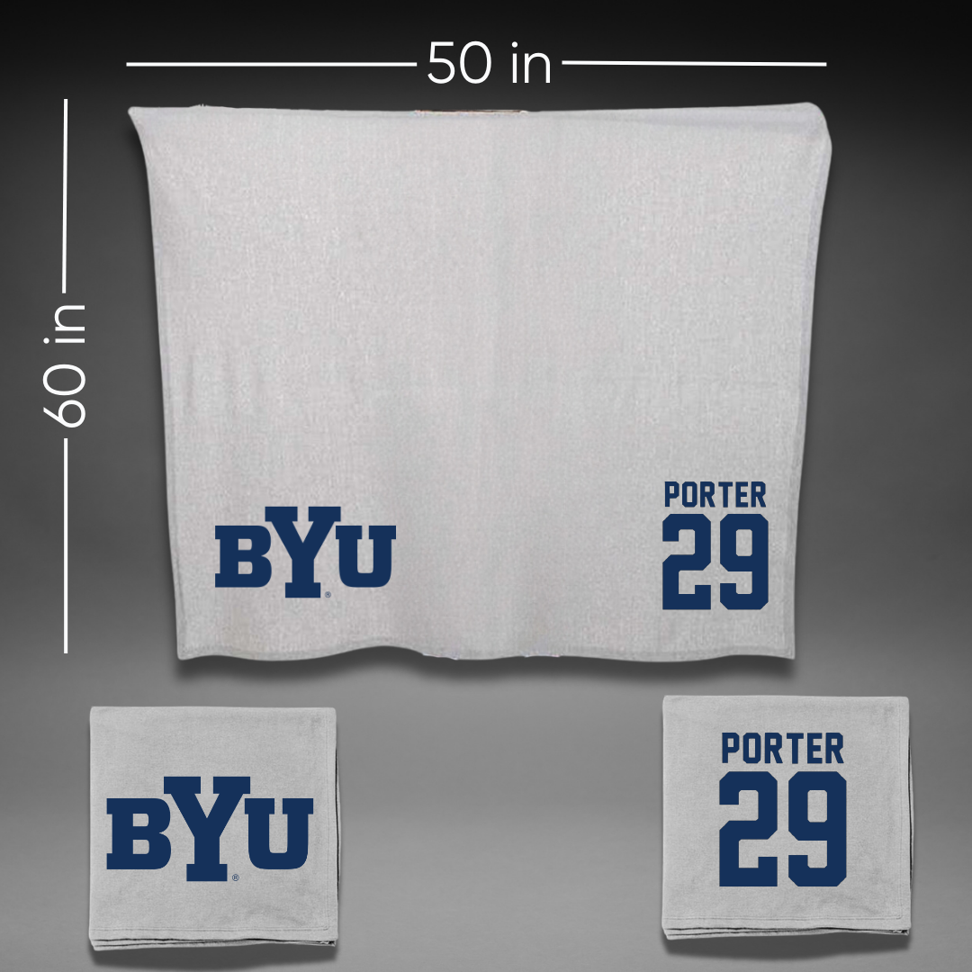 Brigham Young University Baseball Gray Blanket - #29 Jake Porter