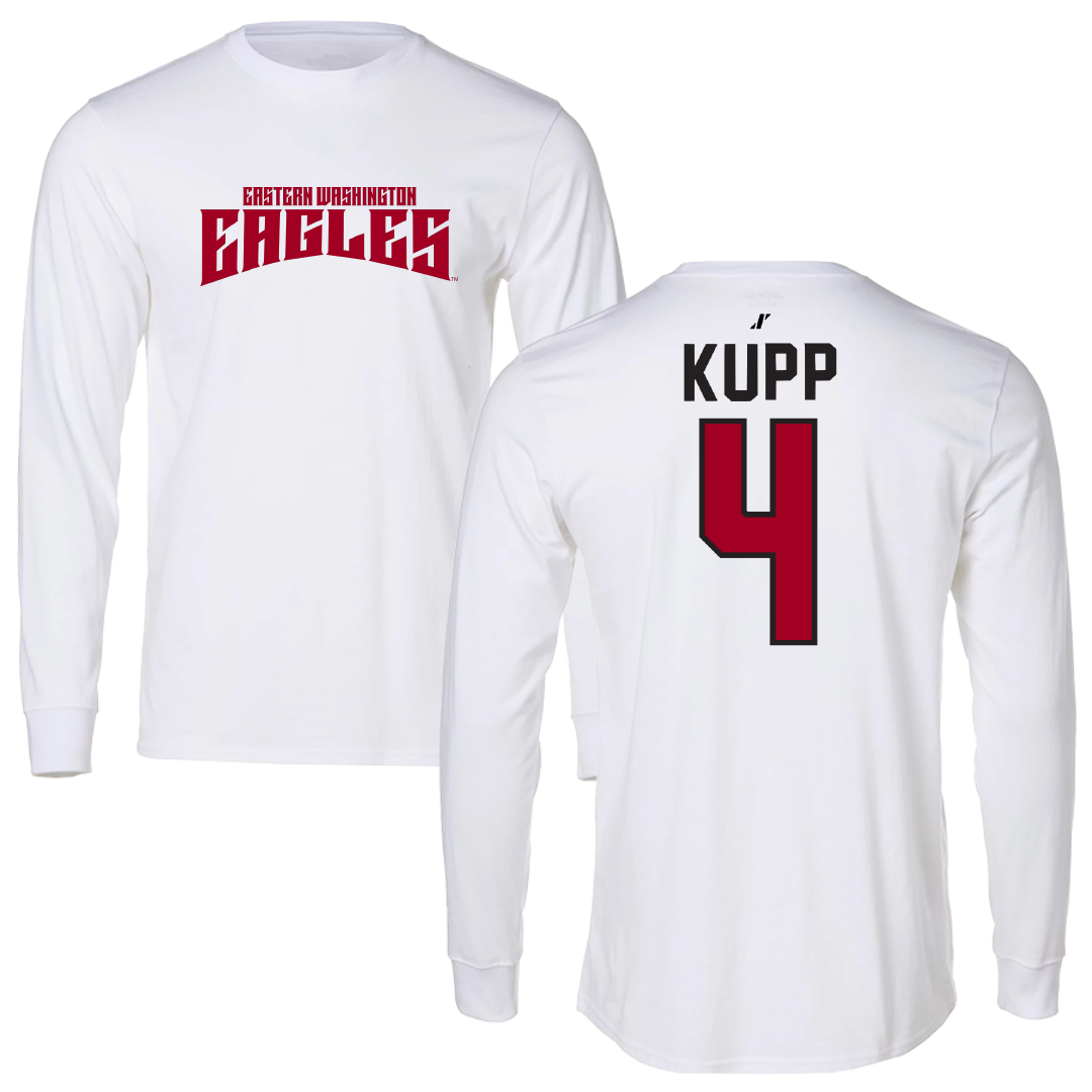 Eastern Washington University Soccer White Classic Performance Long Sleeve - #4 Katrina Kupp