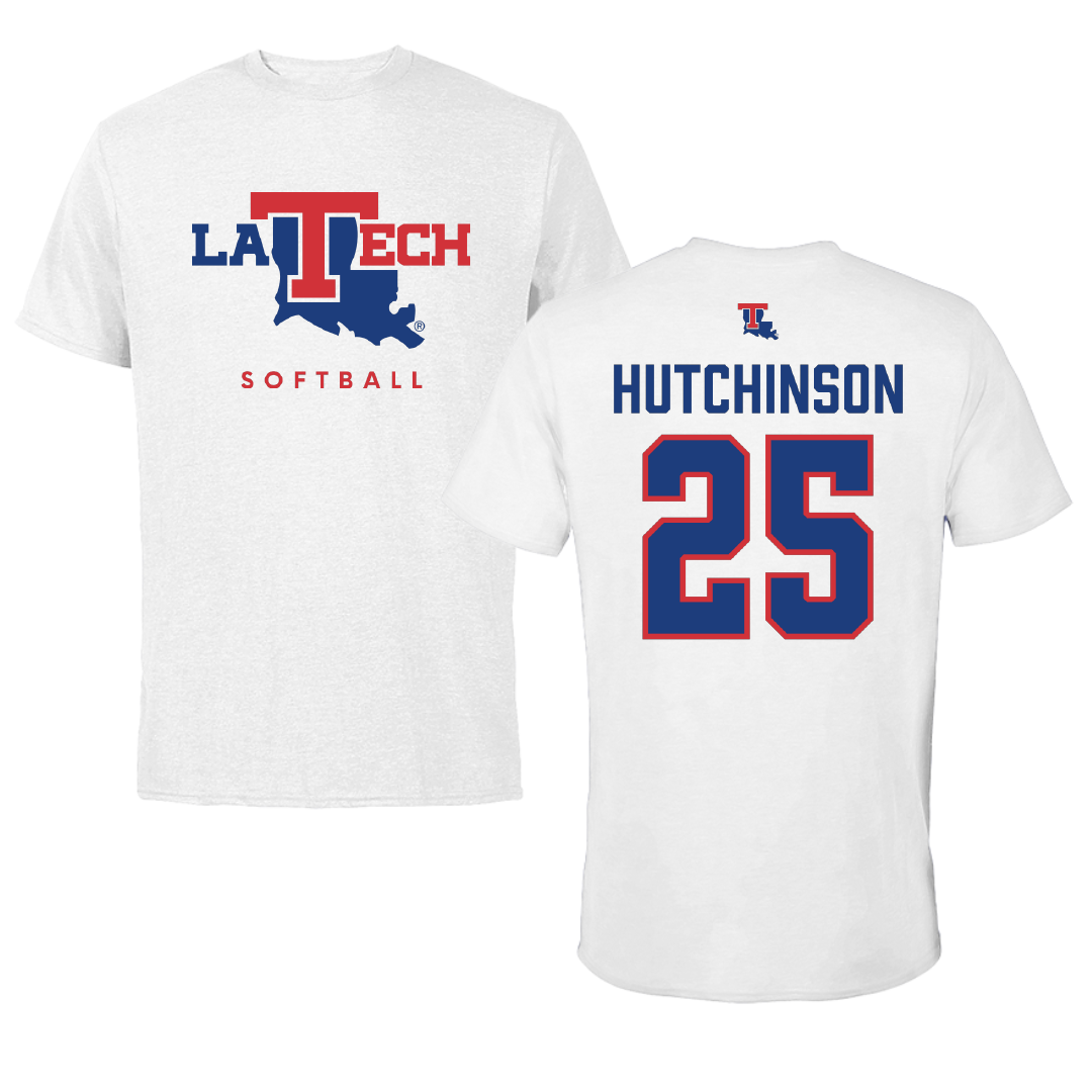 Louisiana Tech University Softball White Performance Tee - #25 Emma Hutchinson