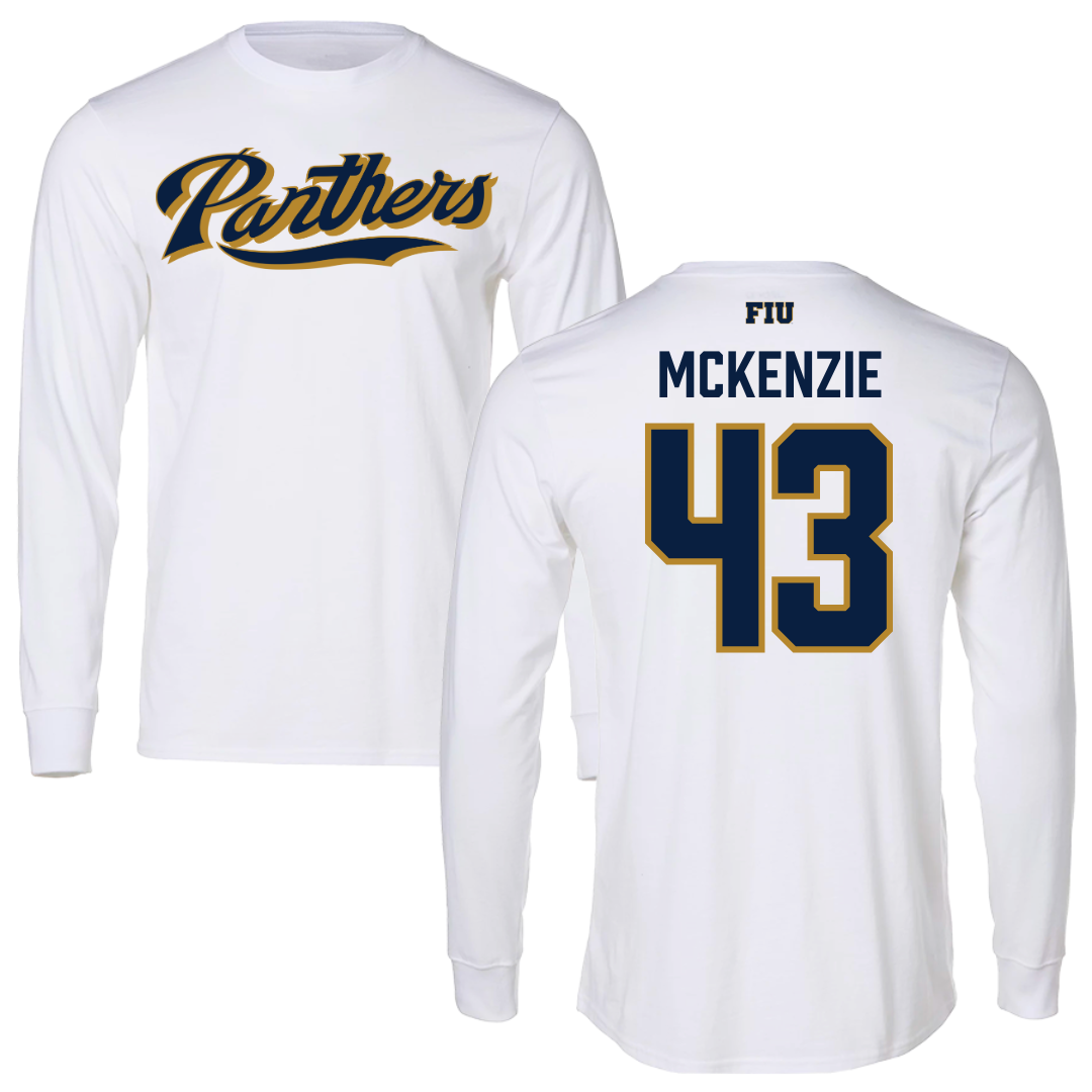 Florida International University Baseball White Panthers Long Sleeve - #43 Jacob McKenzie