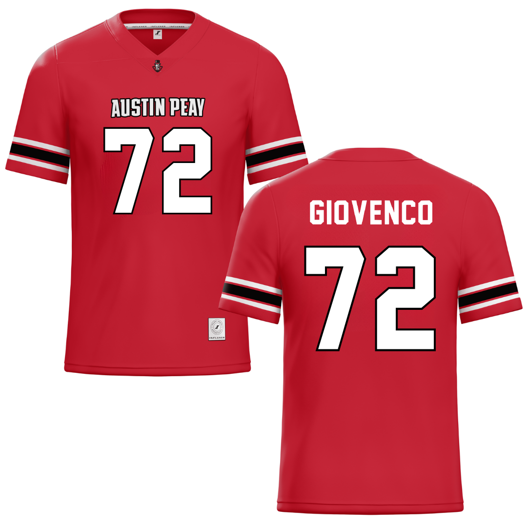 Austin Peay State University Red Football Jersey - #72 Jaiden Giovenco