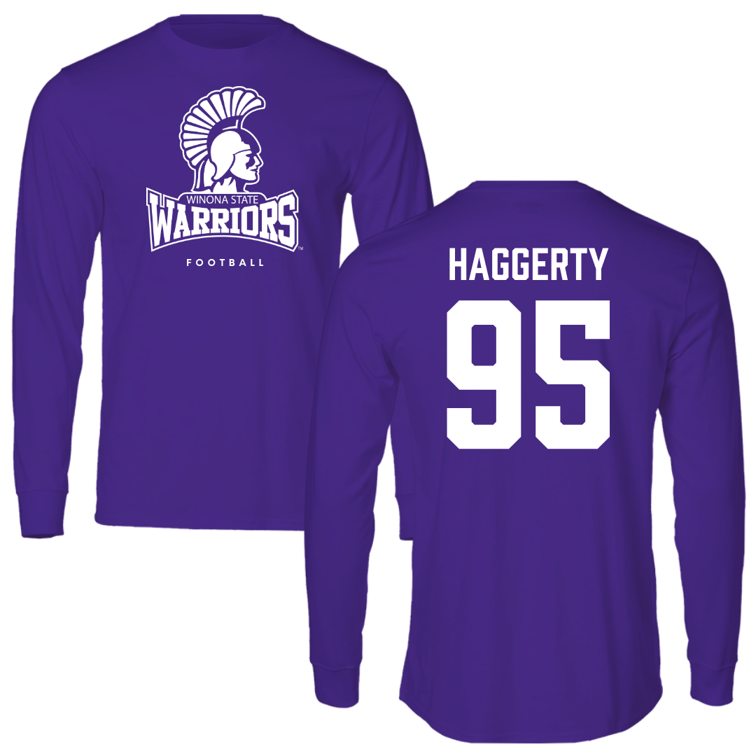 Winona State University Football Purple Long Sleeve - #95 Conner Haggerty