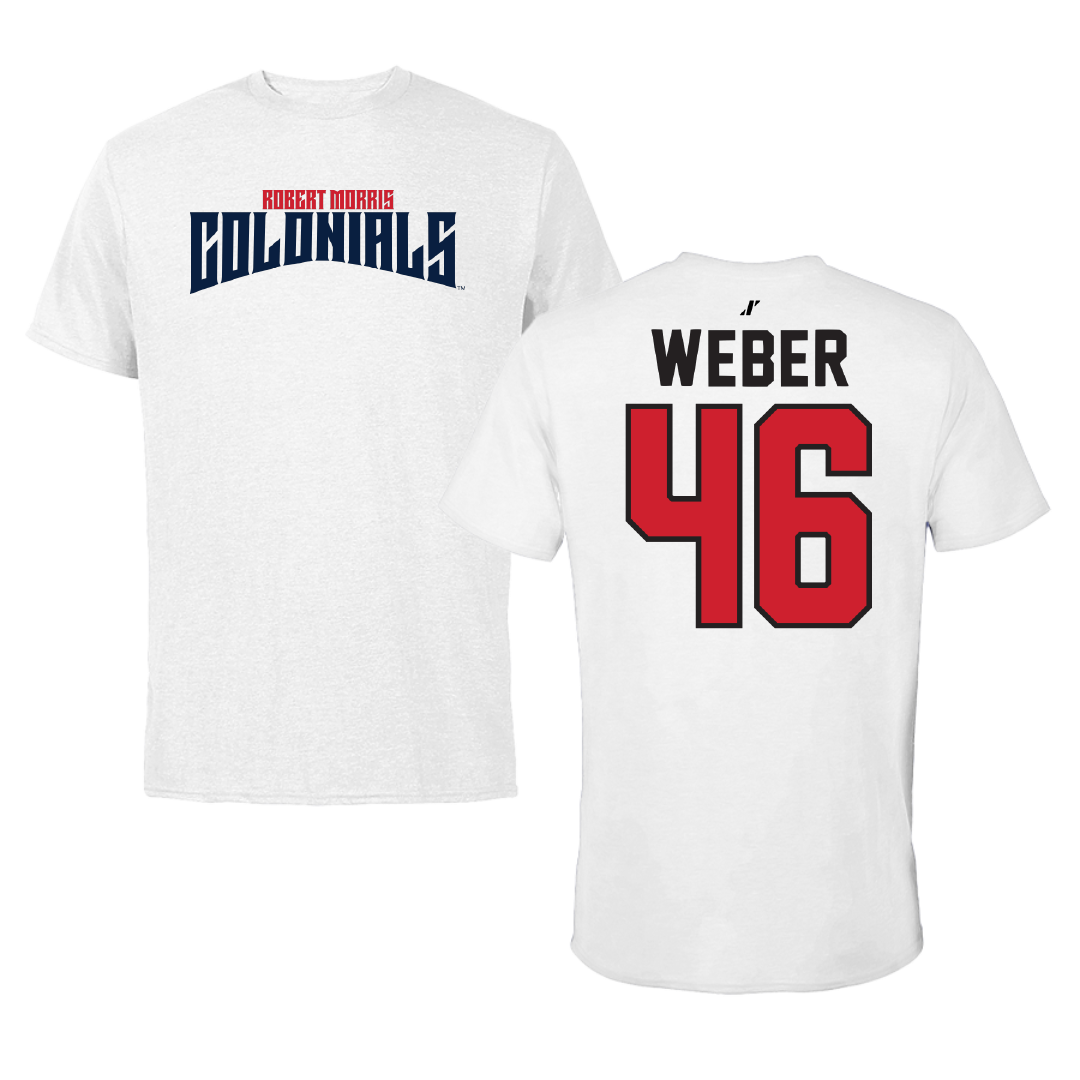 Robert Morris University Football White Classic Performance Tee - #46 Zach Weber