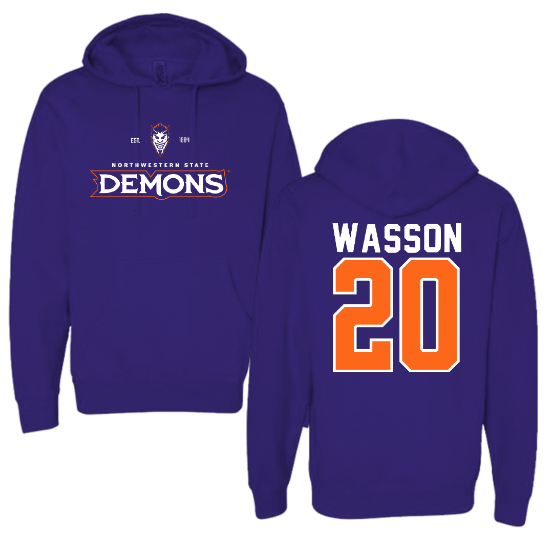 Northwestern State University Football Purple General Hoodie - #20 Hogan Wasson