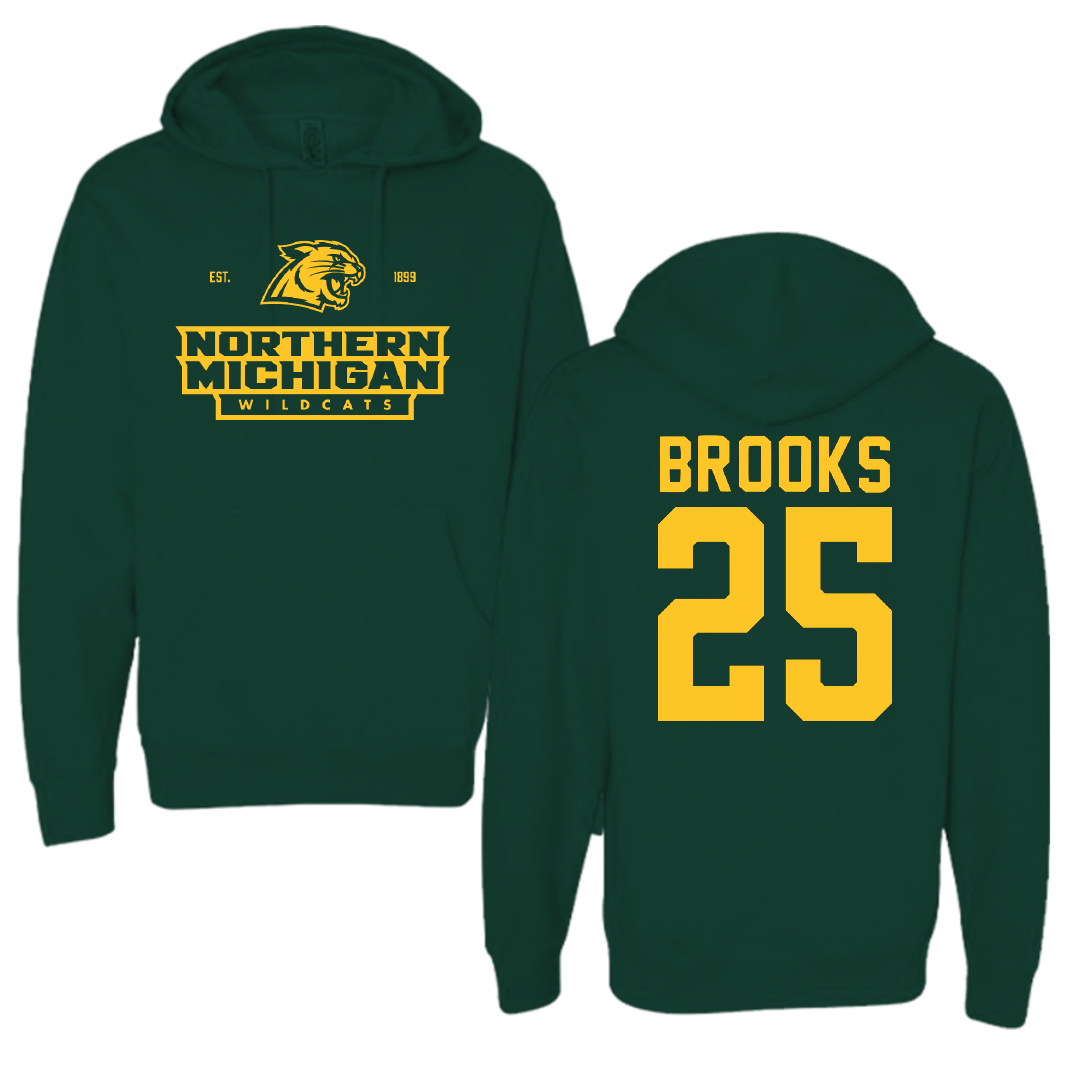 Northern Michigan University Football Forest Green General Hoodie - #25 Davion Brooks