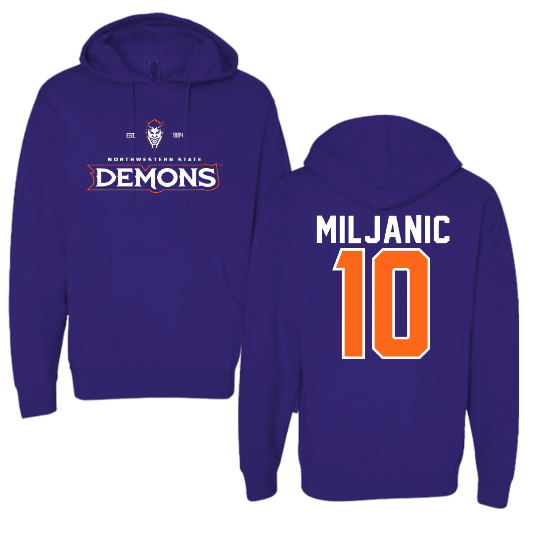 Northwestern State University Basketball Purple General Hoodie - #10 Ivona Miljanic