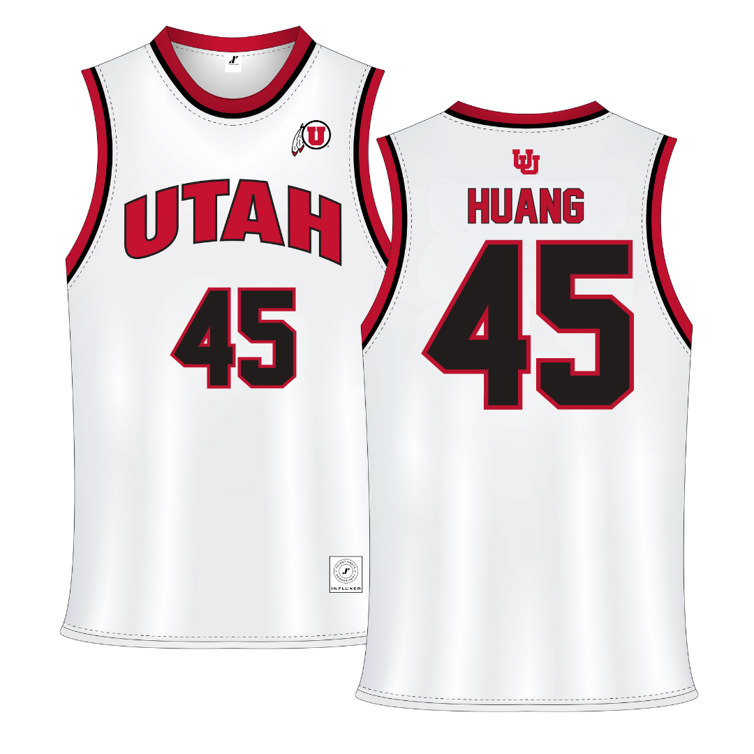 University of Utah White Basketball Jersey - #45 Jerry Huang