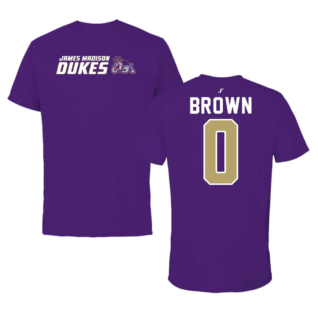 James Madison University Basketball Purple General Tee - #0 Xavier Brown