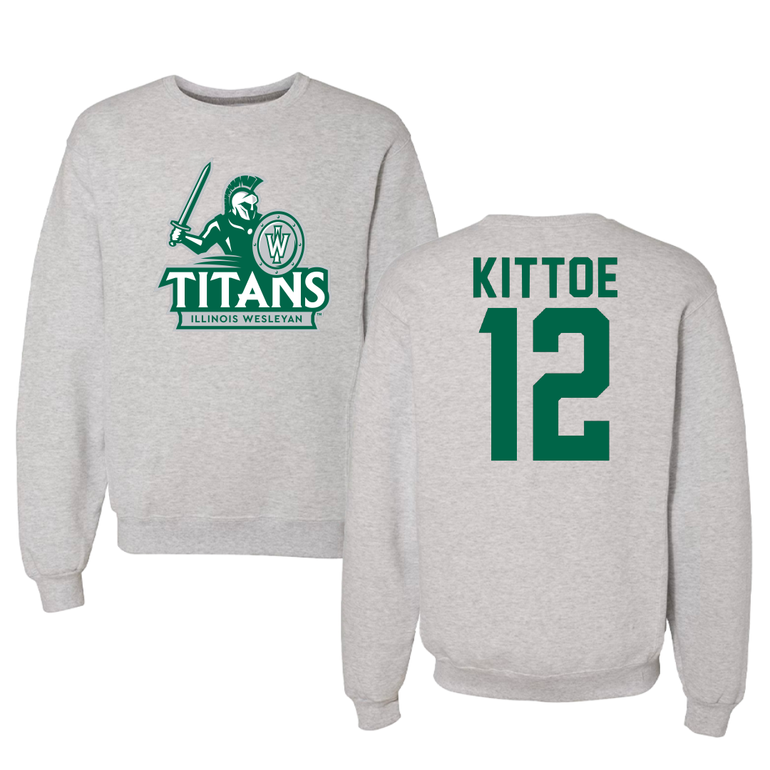 Illinois Wesleyan University Lacrosse Gray Titans Crewneck - #12 John Kittoe