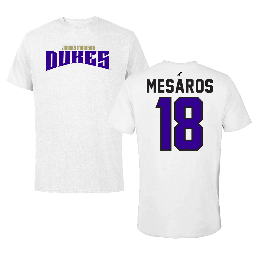 James Madison University Softball White Classic Tee - #18 Morgan Mesaros