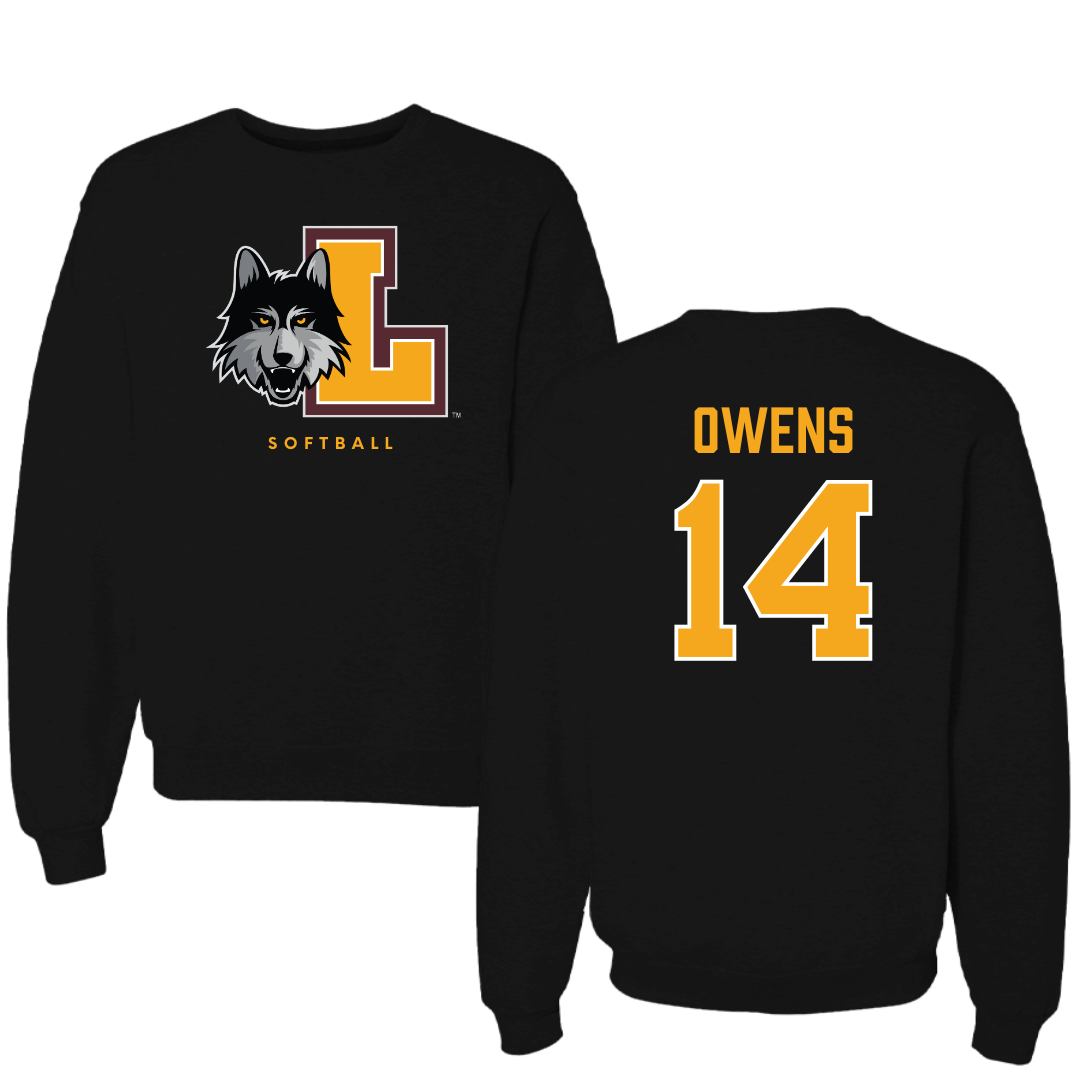 Loyola University-Chicago Softball Black Mascot Crewneck - #14 Riley Owens