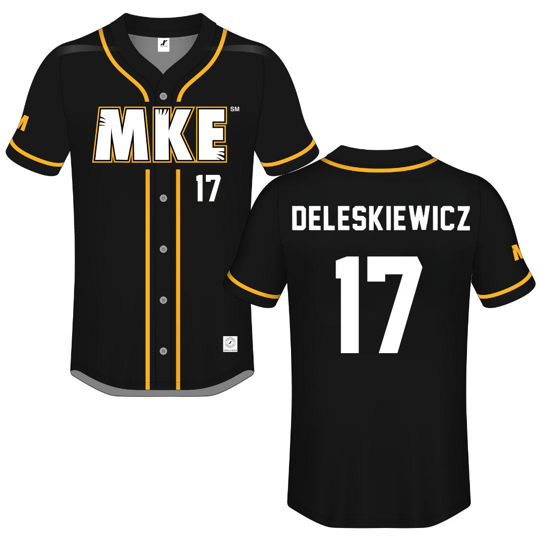 University of Wisconsin-Milwaukee Black Button-Down Jersey - #17 Tyler Deleskiewicz