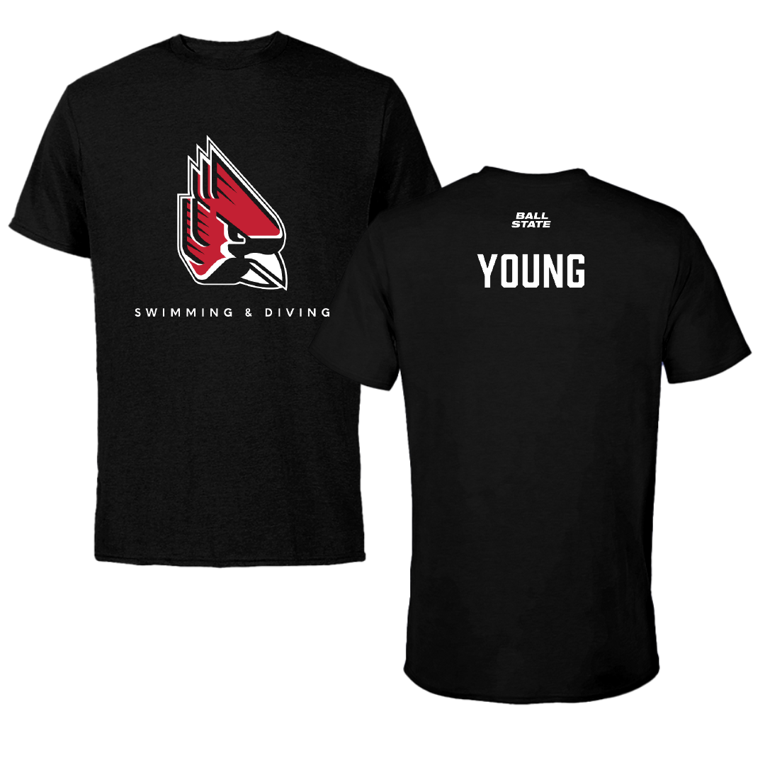 Ball State University Swimming & Diving Black Performance Tee - Mason Young