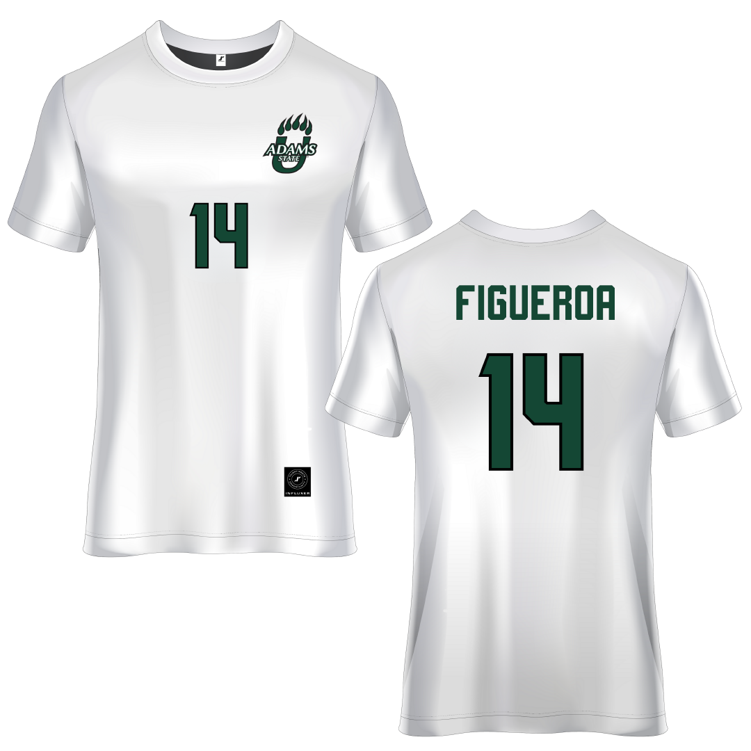 Adams State University White Soccer Jersey - #14 Angelica Figueroa