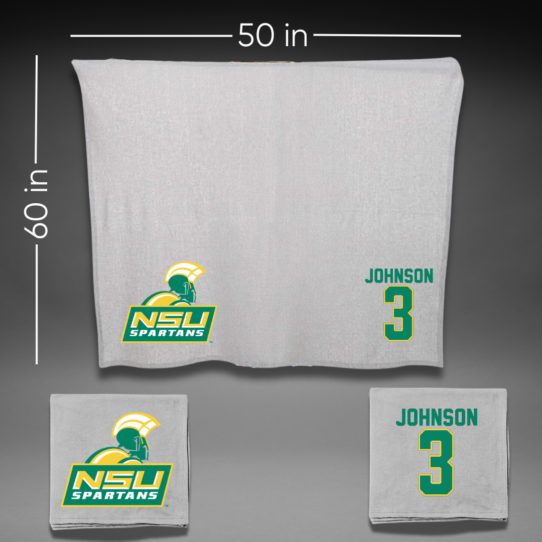 Norfolk State University Basketball Gray Blanket - #3 Diamond Johnson