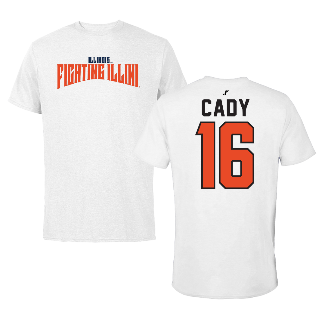 University of Illinois Softball White Classic Performance Tee - #16 Ella Cady