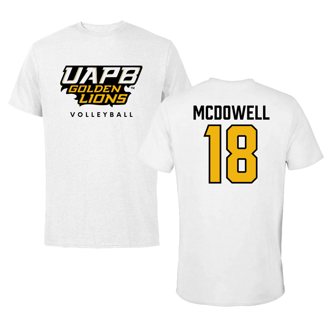 University of Arkansas-Pine Bluff Volleyball White Performance Tee - #18 Mackenzie McDowell