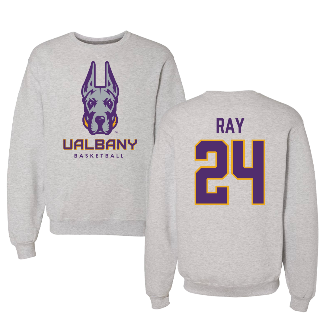 University at Albany Basketball Gray Crewneck - #24 Abby Ray