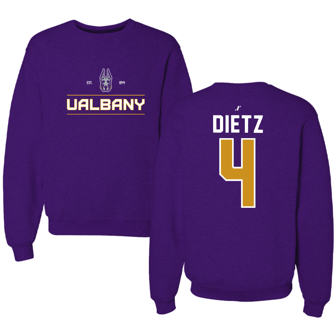 University at Albany Football Purple General Crewneck - #4 MarQeese Dietz