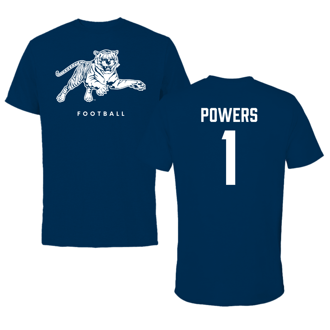 Jackson State University Football Navy Tee - #1 Rico Powers