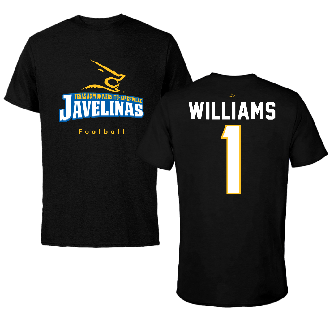 Texas A&M University-Kingsville Football Black Tee - #1 Kannon Williams