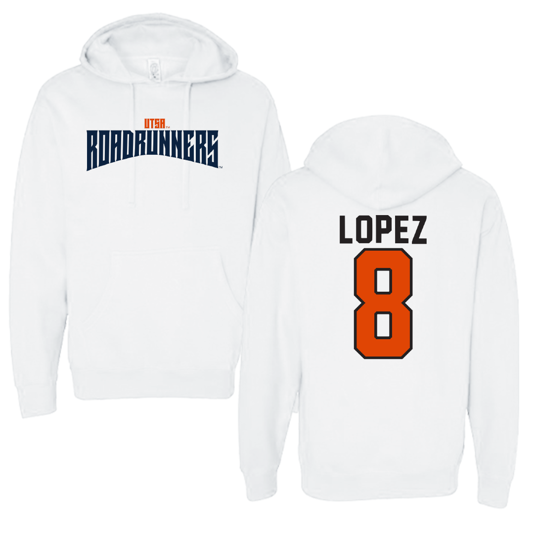 University of Texas at San Antonio Soccer White Classic Hoodie - #8 Haley Lopez