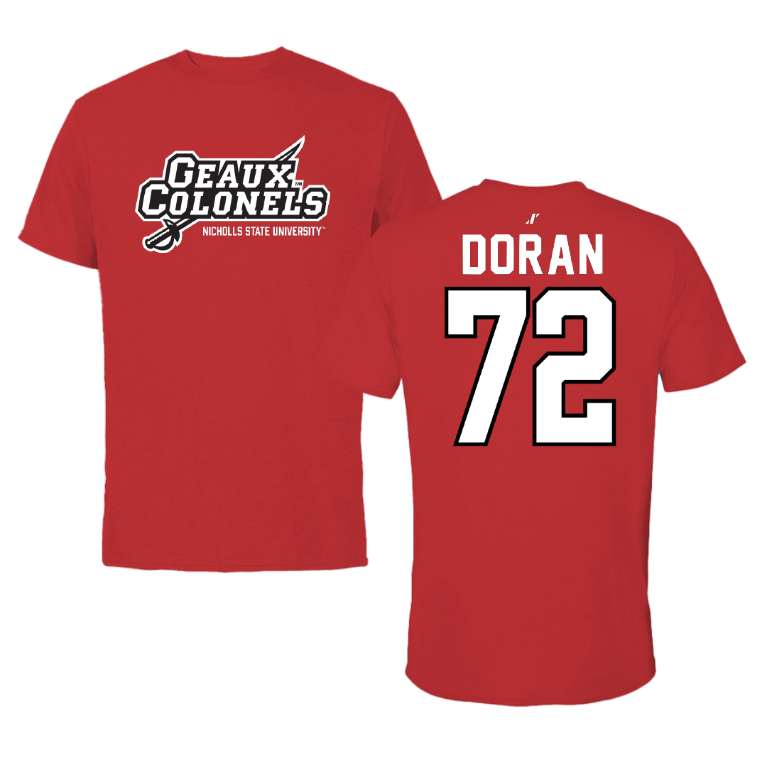 Nicholls State University Football Red General Performance Tee - #72 Seth Doran