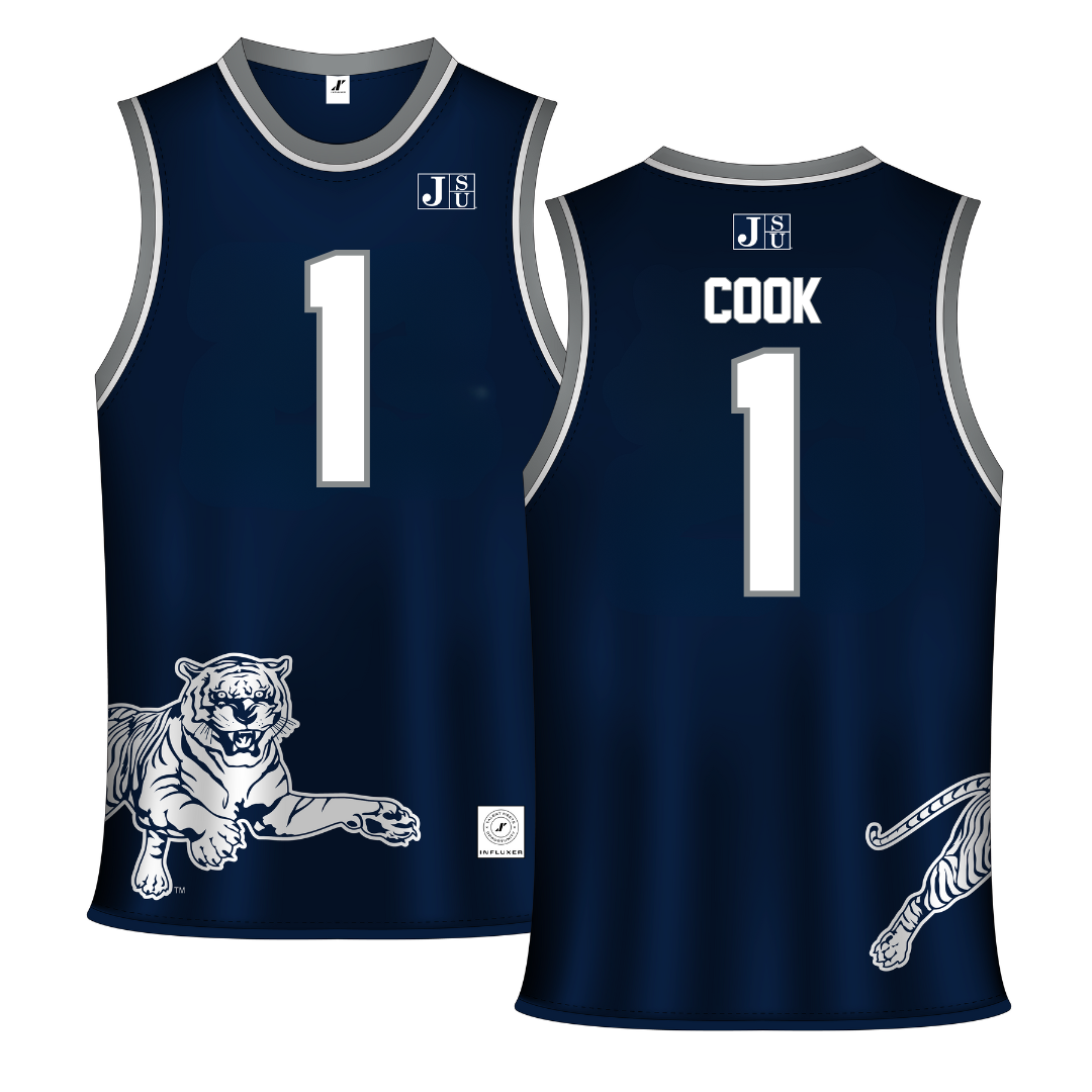 Jackson State University Navy Basketball Jersey - #1 Zeke Cook