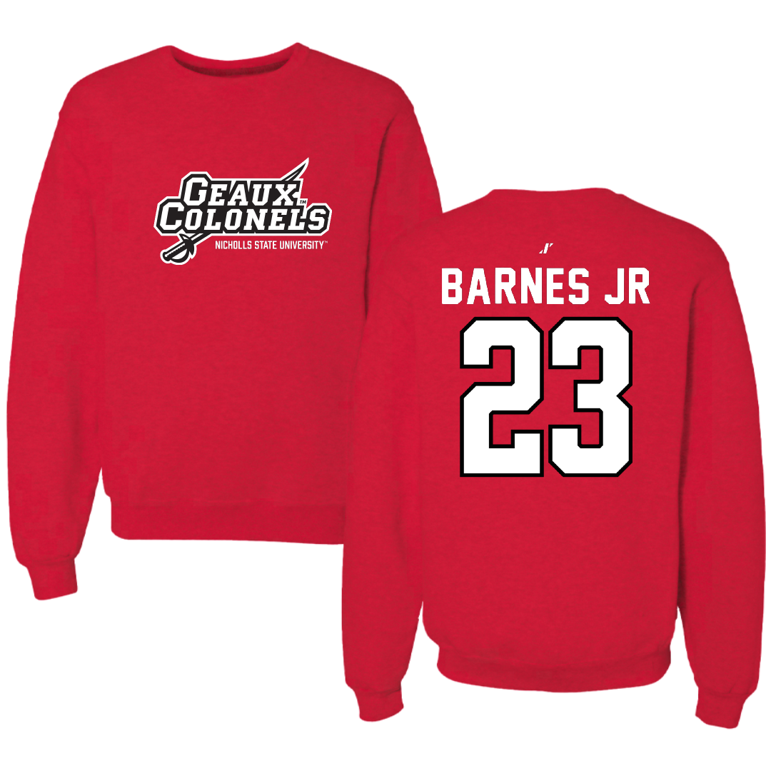 Nicholls State University Football Red General Crewneck - #23 Jason Barnes Jr