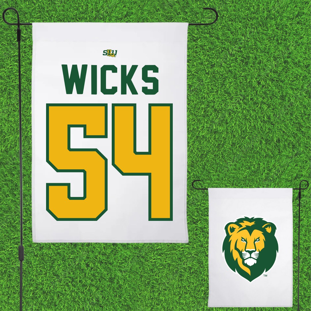 Southeastern Louisiana University Football White Garden Flag - #54 Brockhim Wicks