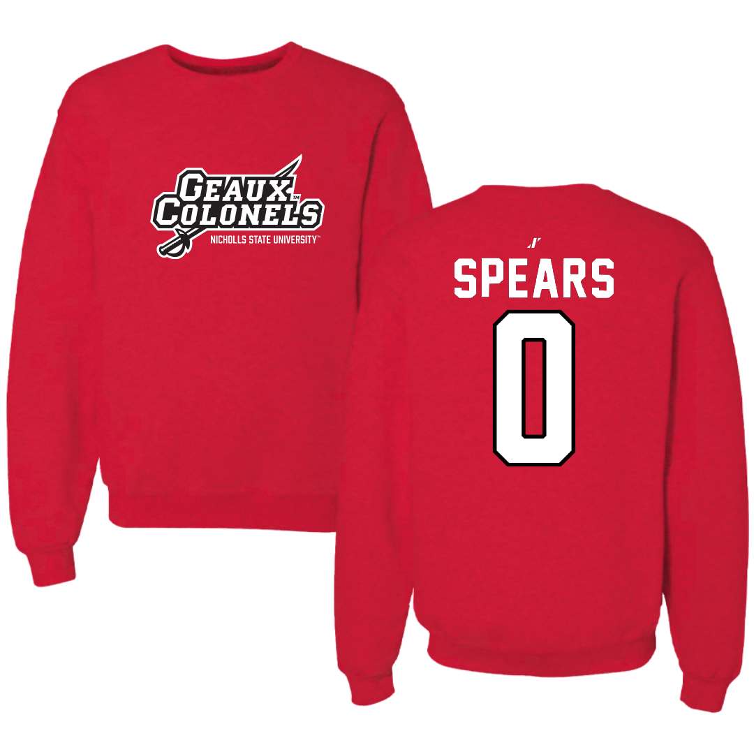 Nicholls State University Football Red General Crewneck - #0 Jaylon Spears