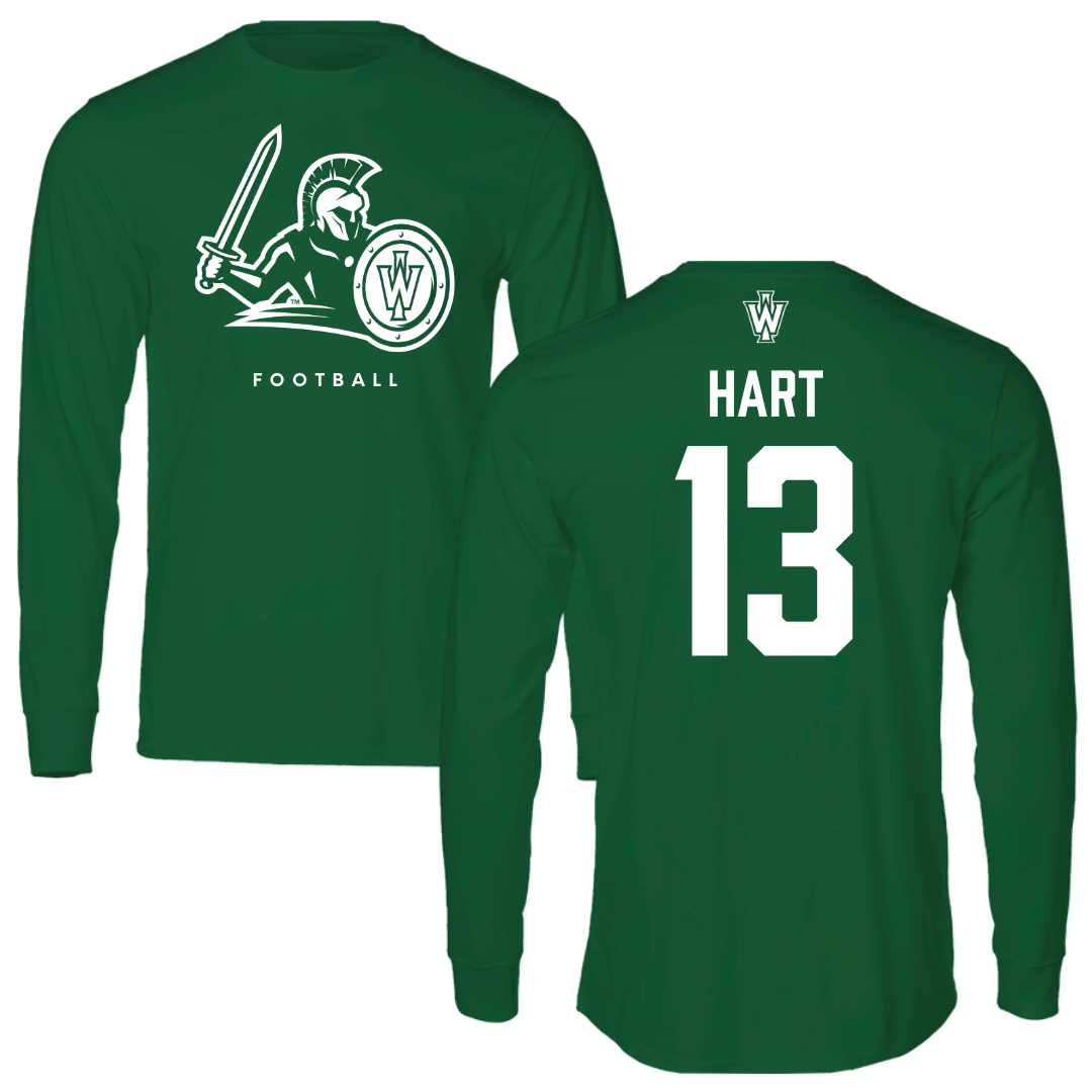 Illinois Wesleyan University Football Kelly Green Long Sleeve - #13 Shyne Hart