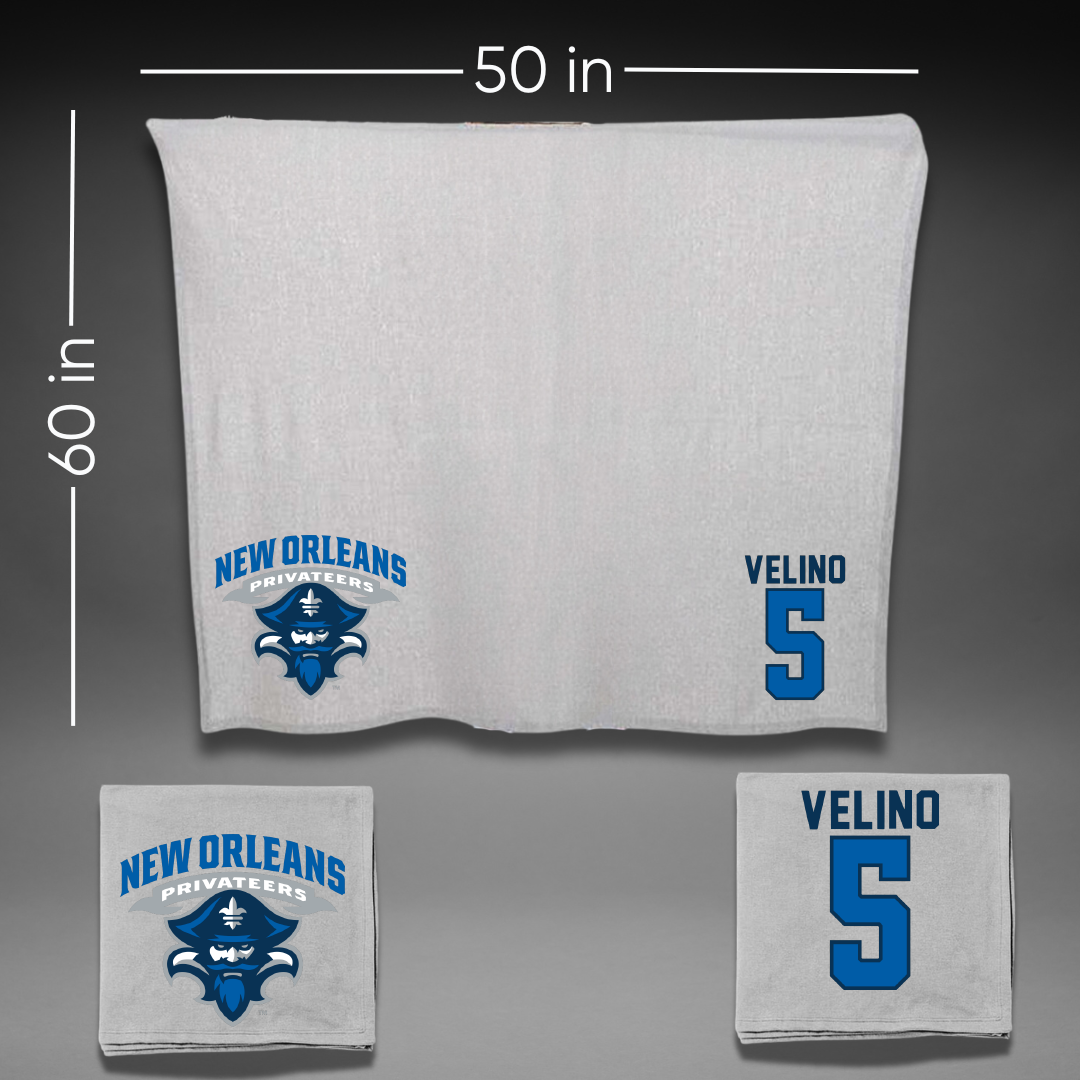University of New Orleans Baseball Gray Blanket - #5 Tyler Velino