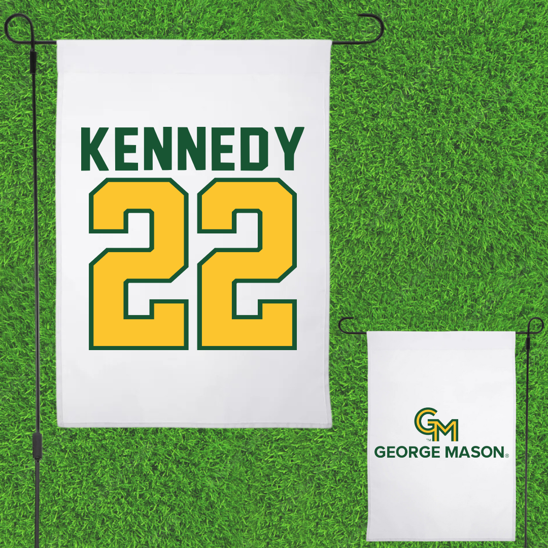 George Mason University Volleyball White Garden Flag - #22 Olyvia Kennedy