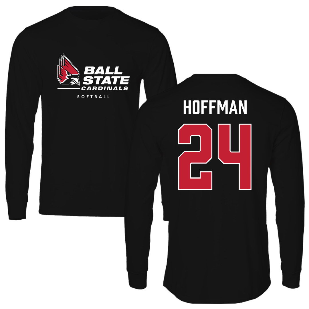Ball State University Softball Black Performance Long Sleeve - #24 Jessica Hoffman