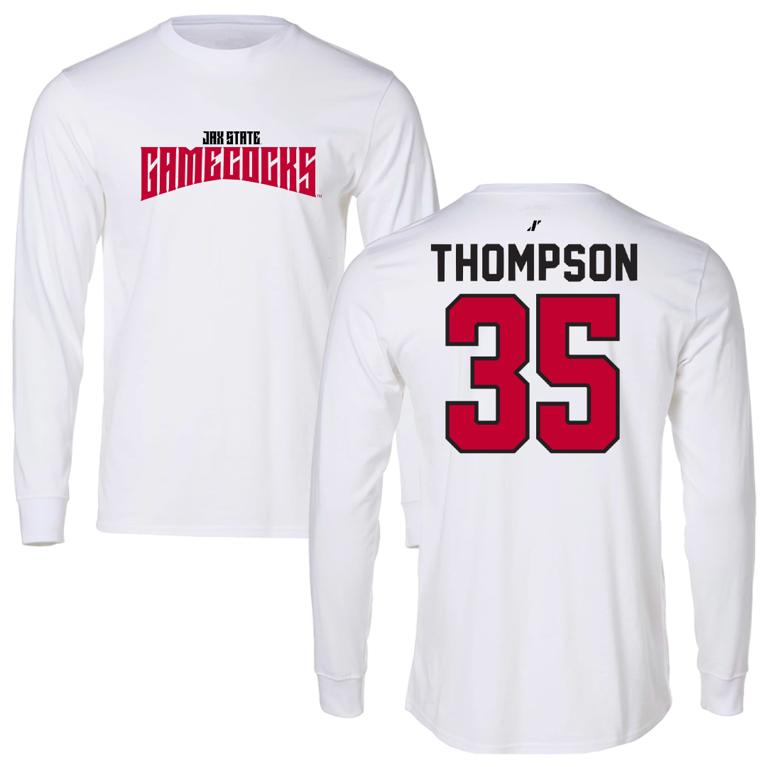 Jacksonville State University Football White Classics Performance Long Sleeve - #35 Aidan Thompson