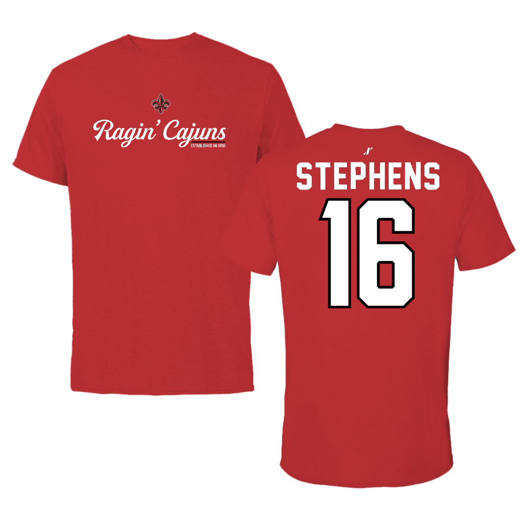 University of Louisiana at Lafayette Soccer Red General Performance Tee - #16 Sisley Stephens
