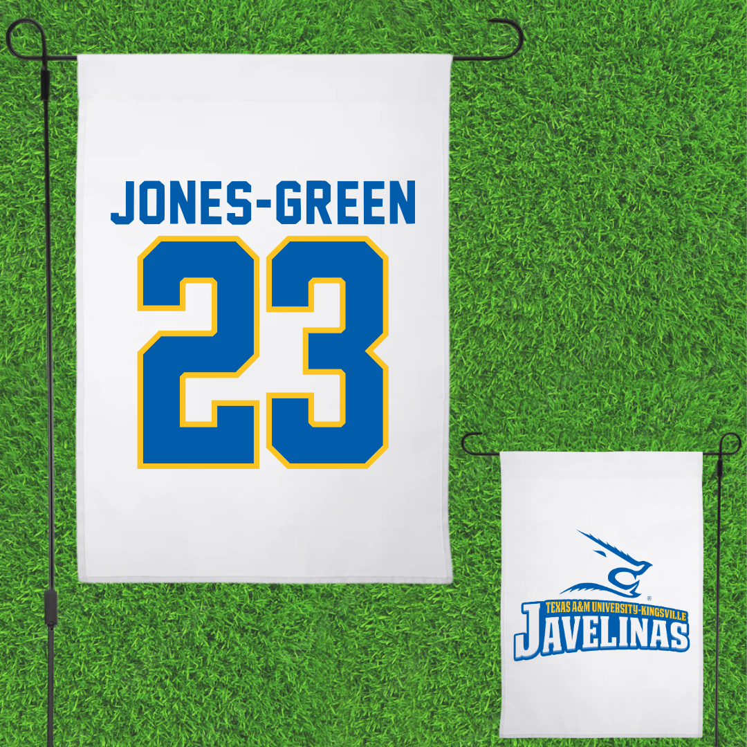 Texas A&M University-Kingsville Basketball White Garden Flag - #23 Marcus Jones-Green