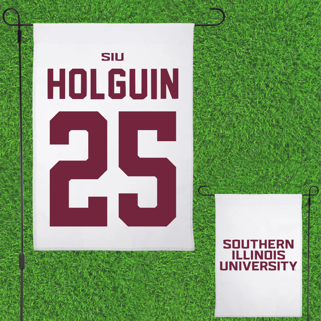 Southern Illinois University at Carbondale Baseball White Garden Flag - #25 Al Holguin