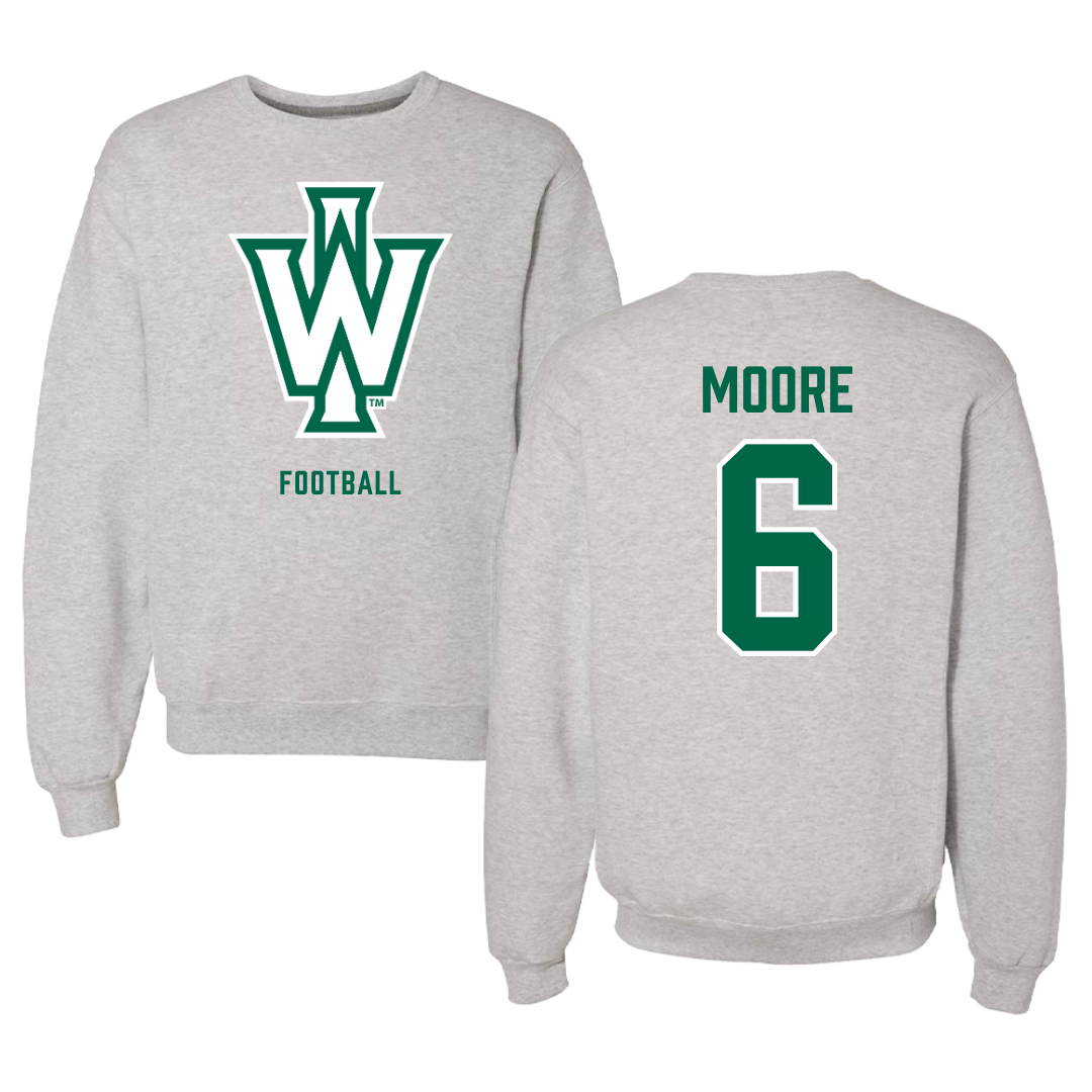 Illinois Wesleyan University Football Gray Crewneck - #6 Tre Moore
