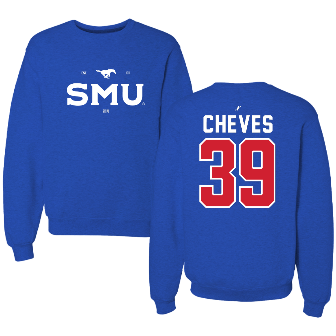 Southern Methodist University Football Blue General Crewneck - #39 Keaton Cheves