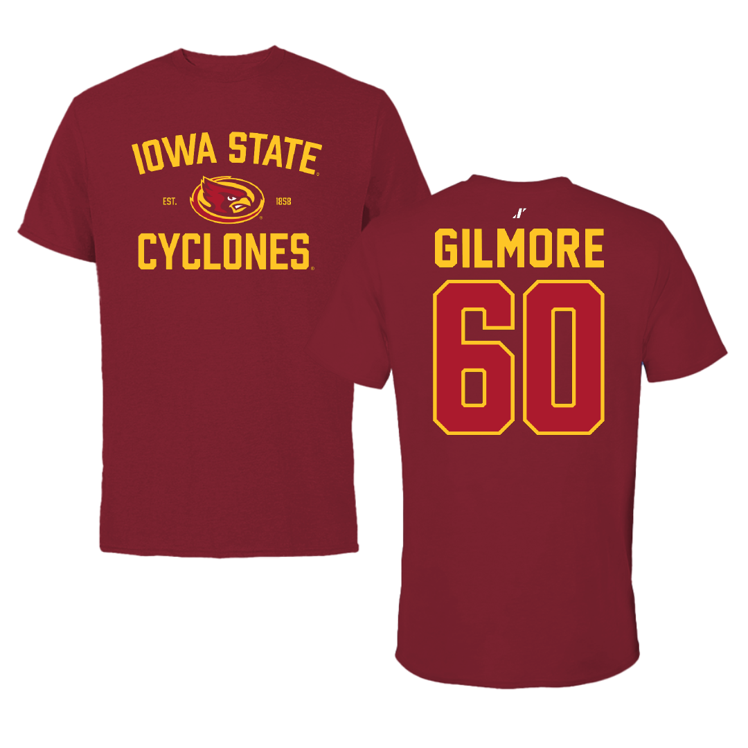 Iowa State University Football Cardinal General Tee - #60 Aidan Gilmore