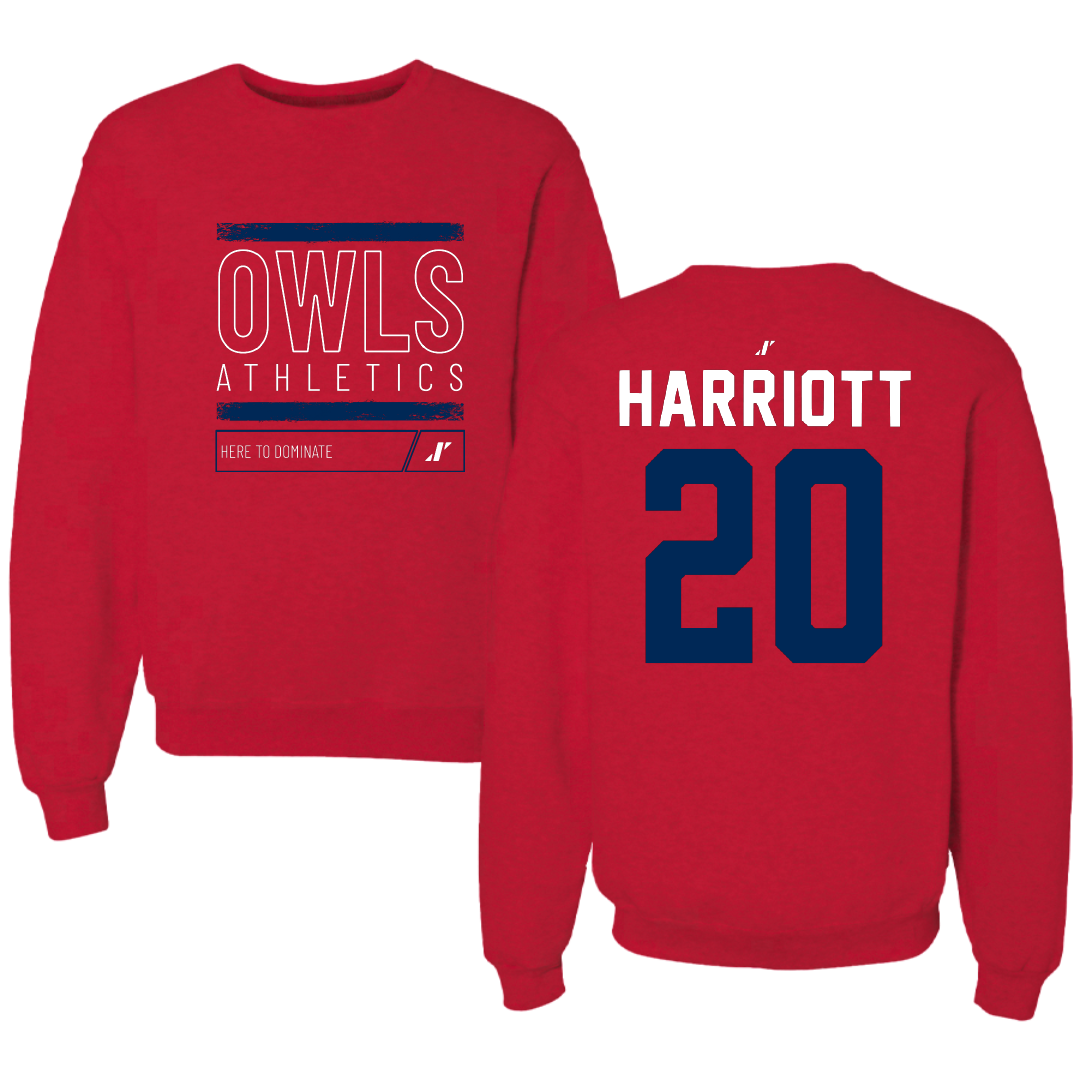 Florida Atlantic University Football Red Dominate Crewneck - #20 Joshua Harriott
