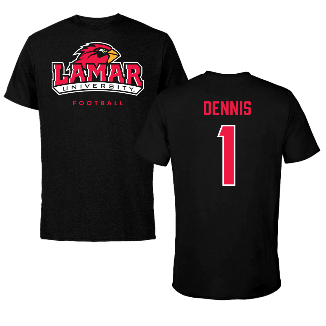 Lamar University Football Black Performance Tee - #1 Andre Dennis