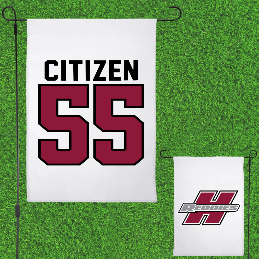 Henderson State University Football White Garden Flag - #55 Jamarion Citizen