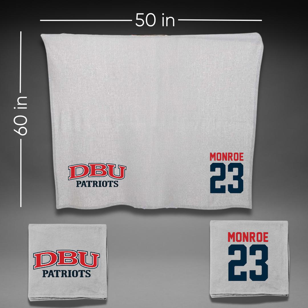 Dallas Baptist University Soccer Gray Blanket - #23 Mason Monroe