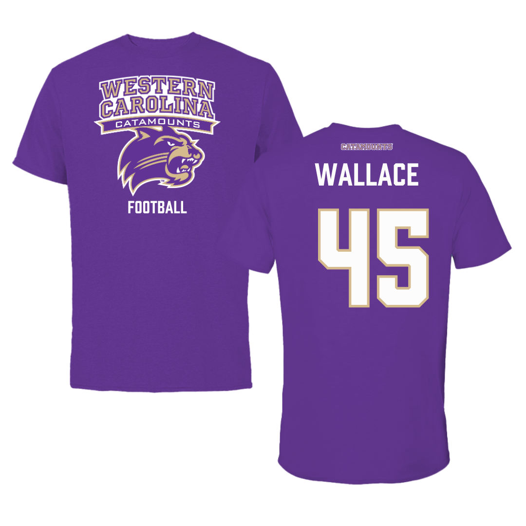 Western Carolina University Football Purple Tee - #45 Justin Wallace