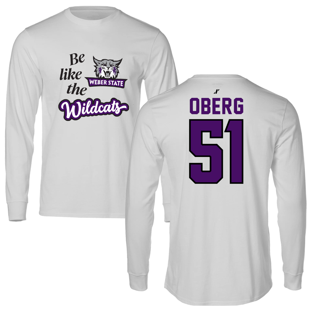 Weber State University Football Light Gray Be Like Us Long Sleeve - #51 Ashden Oberg