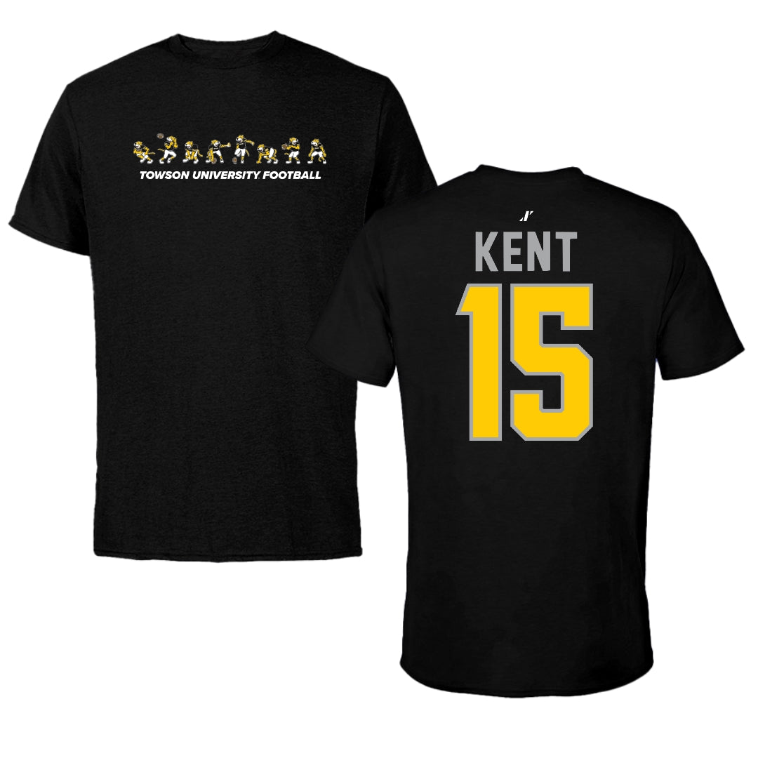 Towson University Football Black Cartoon Doc Team Performance Tee - #15 Nathan Kent